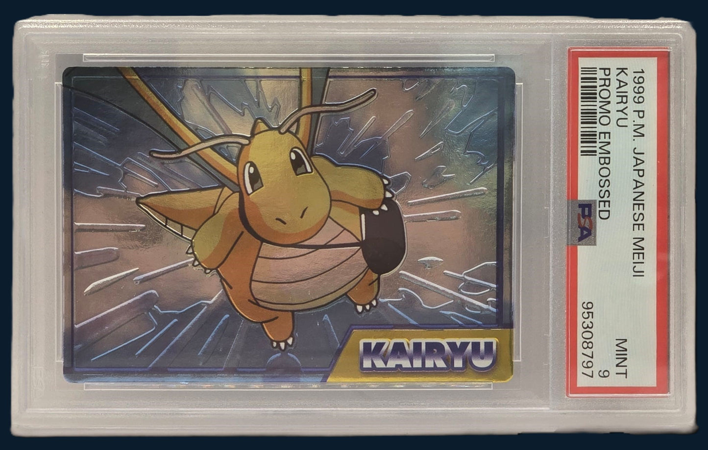 Pokémon 1999 Japanese Meiji Kairyu Promo Embossed PSA9