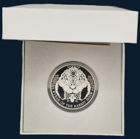 Lunar Year of the Rabbit Silver coin 1/2oz Swarovski Crystal 2023