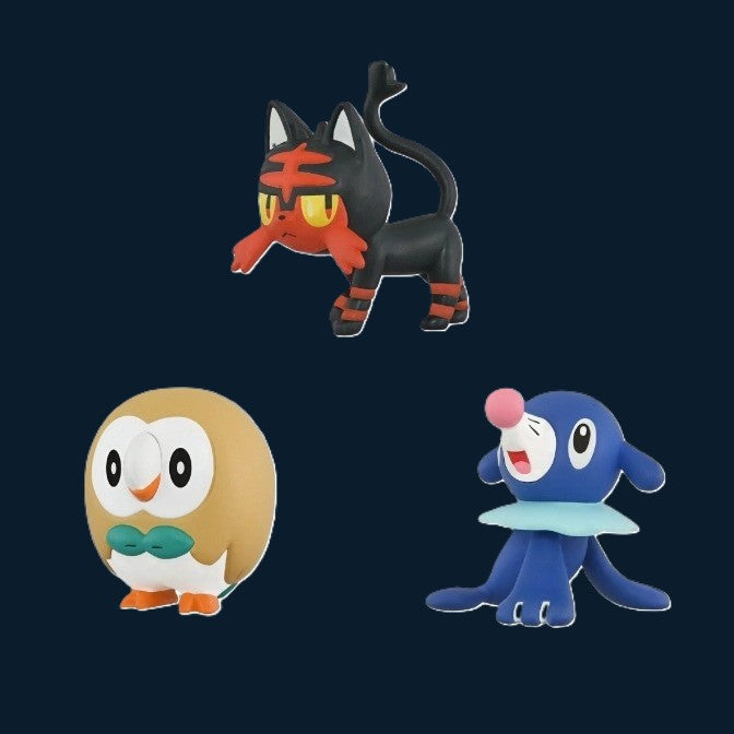 Pokémon 30th Anniversary Tomy Rowlet, Litten & Popplio set