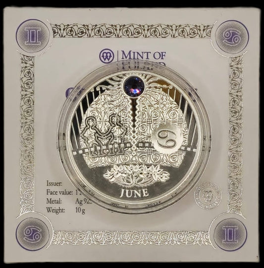 Magic Calendar of Happiness June Silver coin 925 Swarovski Crystal 2013