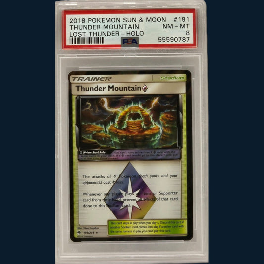 Pokémon Thunder Mountain Holo Sun & Moon Lost Thunder #191 PSA8