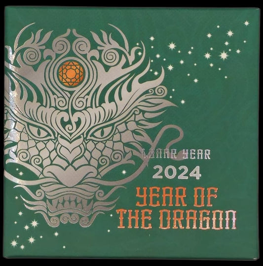 Lunar Year of the Dragon Silver coin 1/2oz Swarovski Crystal 2024